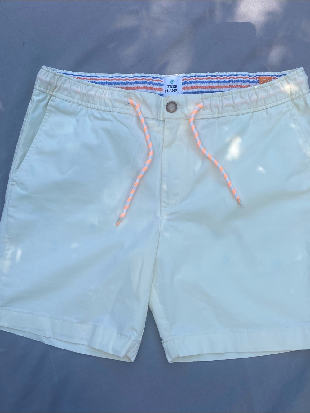 Free Planet Pale Cream Shorts with Neon Coral Drawcord